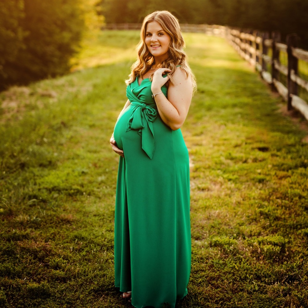 Asos emerald green maternity dress